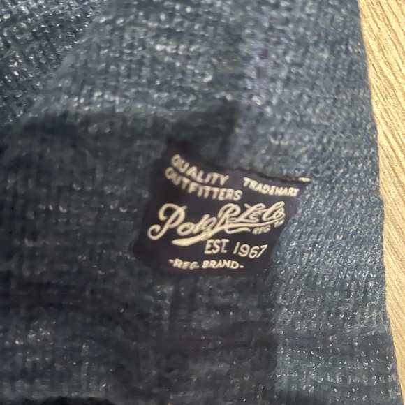 Ralph Lauren Polo Shirt Mens Large Blue Waffle Knit Long Sleeve Crew Pony - Picture 3 of 6